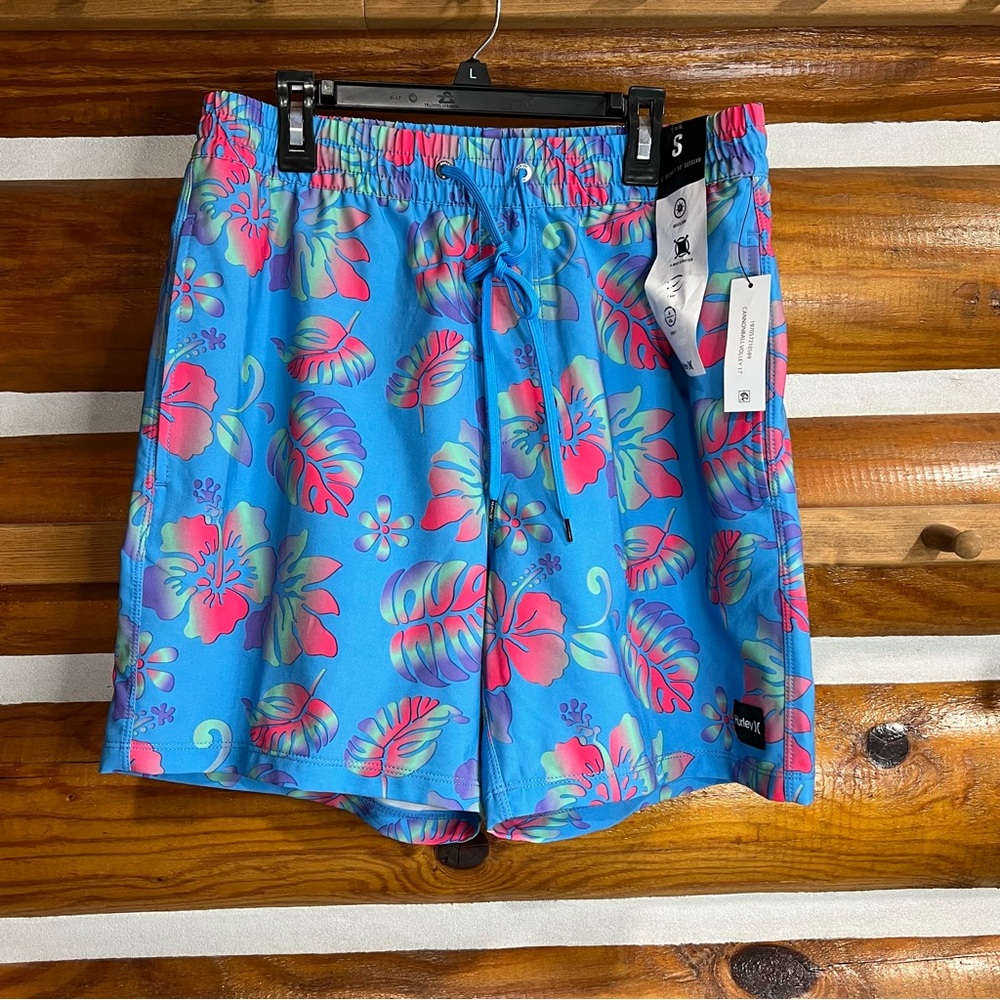 Hurley Men's Blue Floral Swim Shorts - Picture 1 of 6